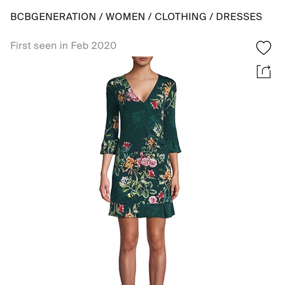 Green Floral Surplice BCBGeneration dress - Picture 1 of 3